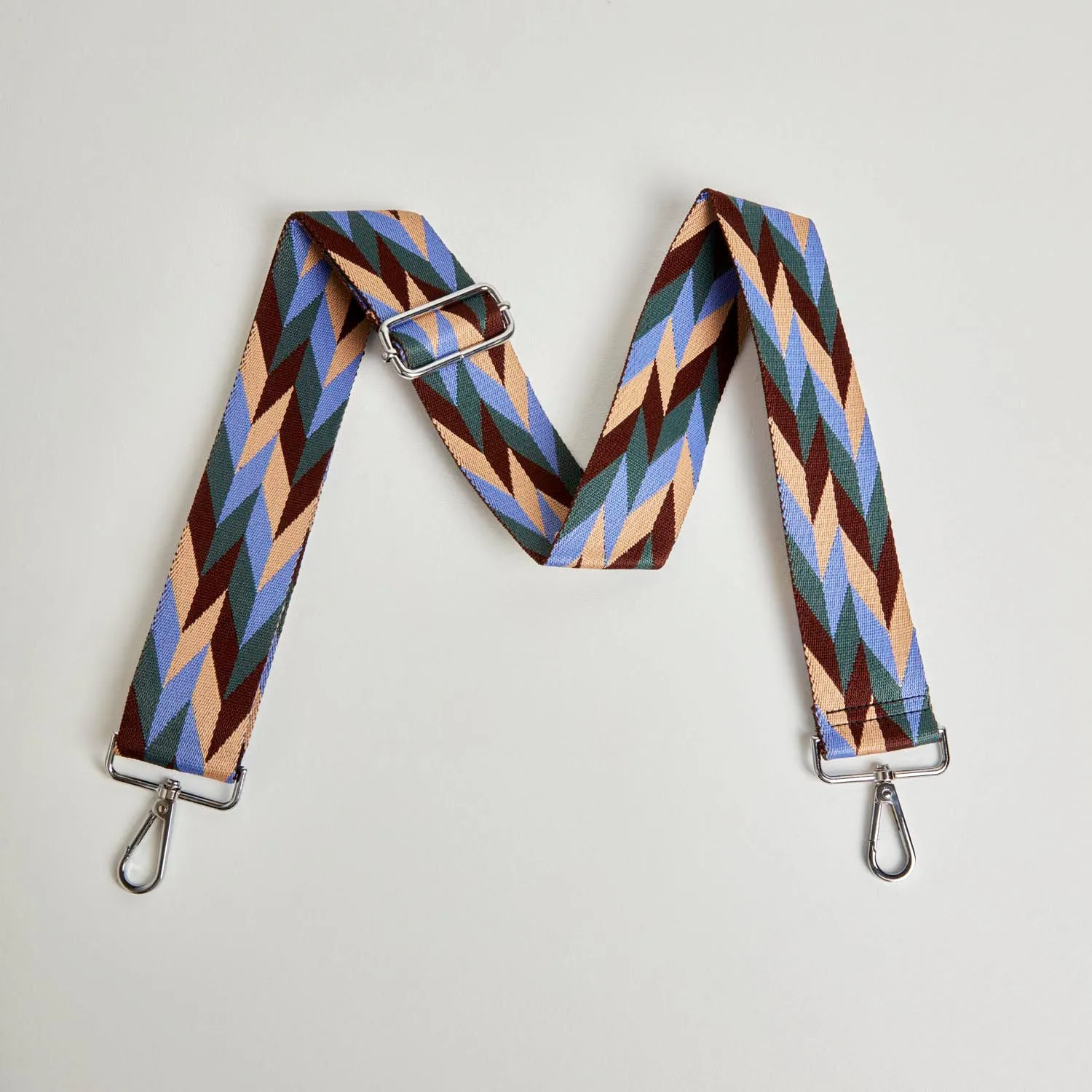 Crossbody Strap - Zig Zag Blue (Silver Hardware)