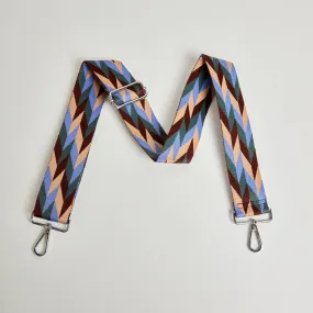 Crossbody Strap - Zig Zag Blue (Silver Hardware)