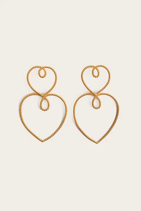 Double Heart Of Gold Earrings