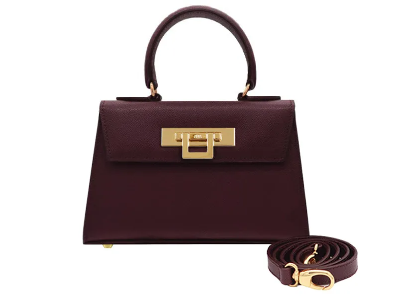 Fonteyn Mignon Dolomite Pebble Print Calf Leather Handbag - Wine