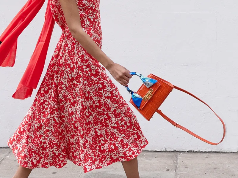 Fonteyn Mignon Orinoco 'Croc' Print Calf Leather Handbag - Orange