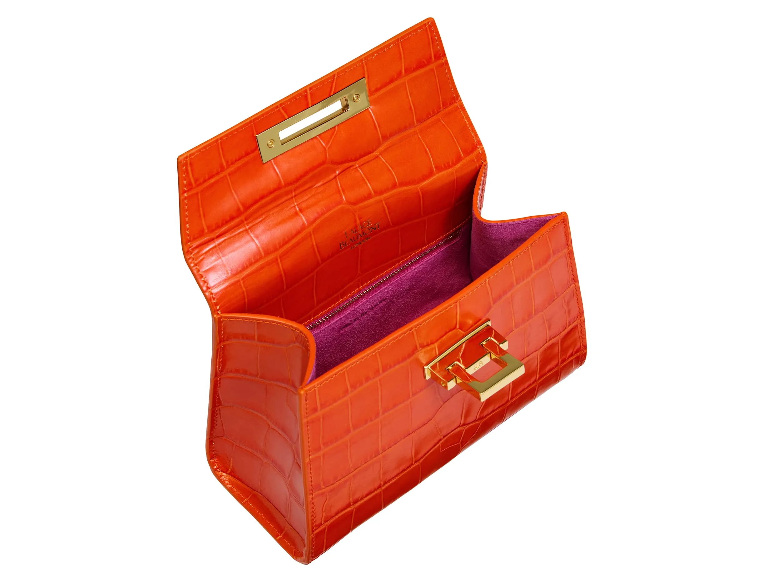 Fonteyn Mignon Orinoco 'Croc' Print Calf Leather Handbag - Orange