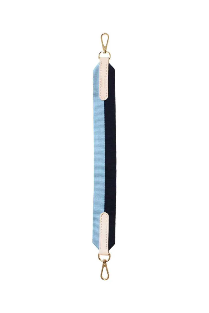 French Blue and Navy Striped Long Crossbody Bag Strap