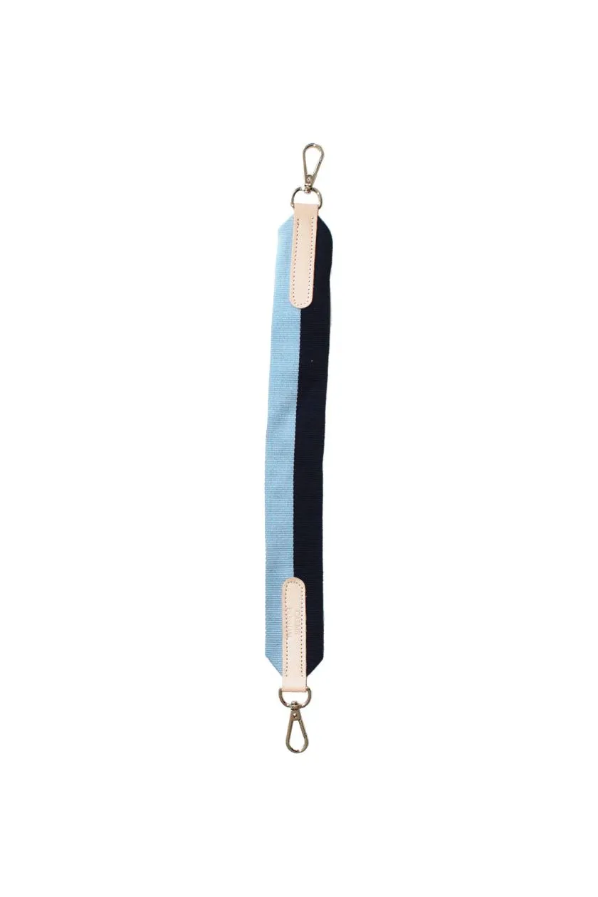 French Blue and Navy Striped Long Crossbody Bag Strap