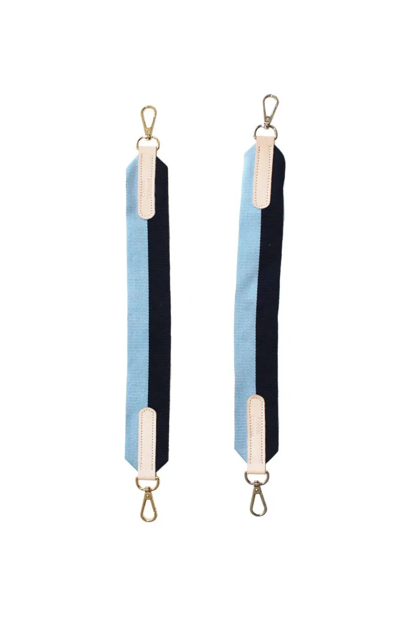French Blue and Navy Striped Long Crossbody Bag Strap