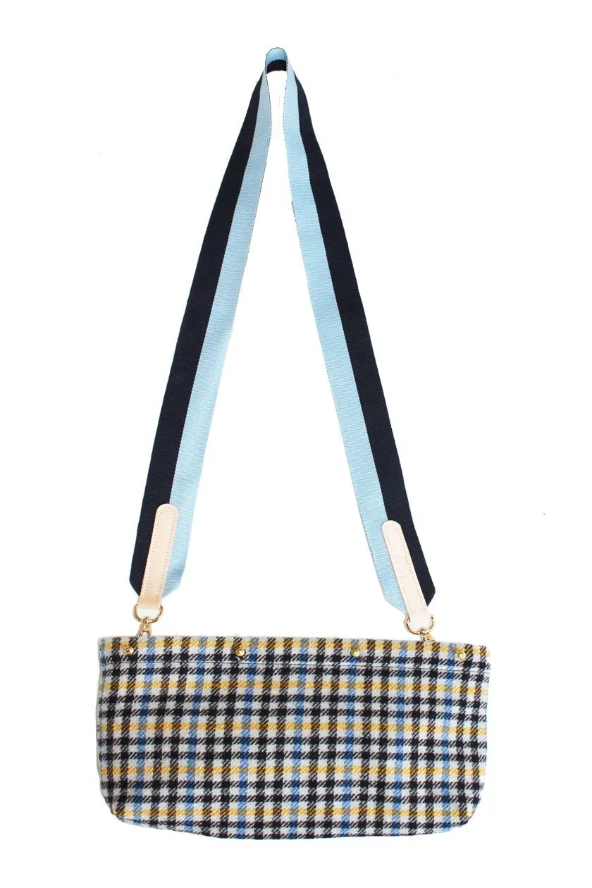 French Blue and Navy Striped Long Crossbody Bag Strap