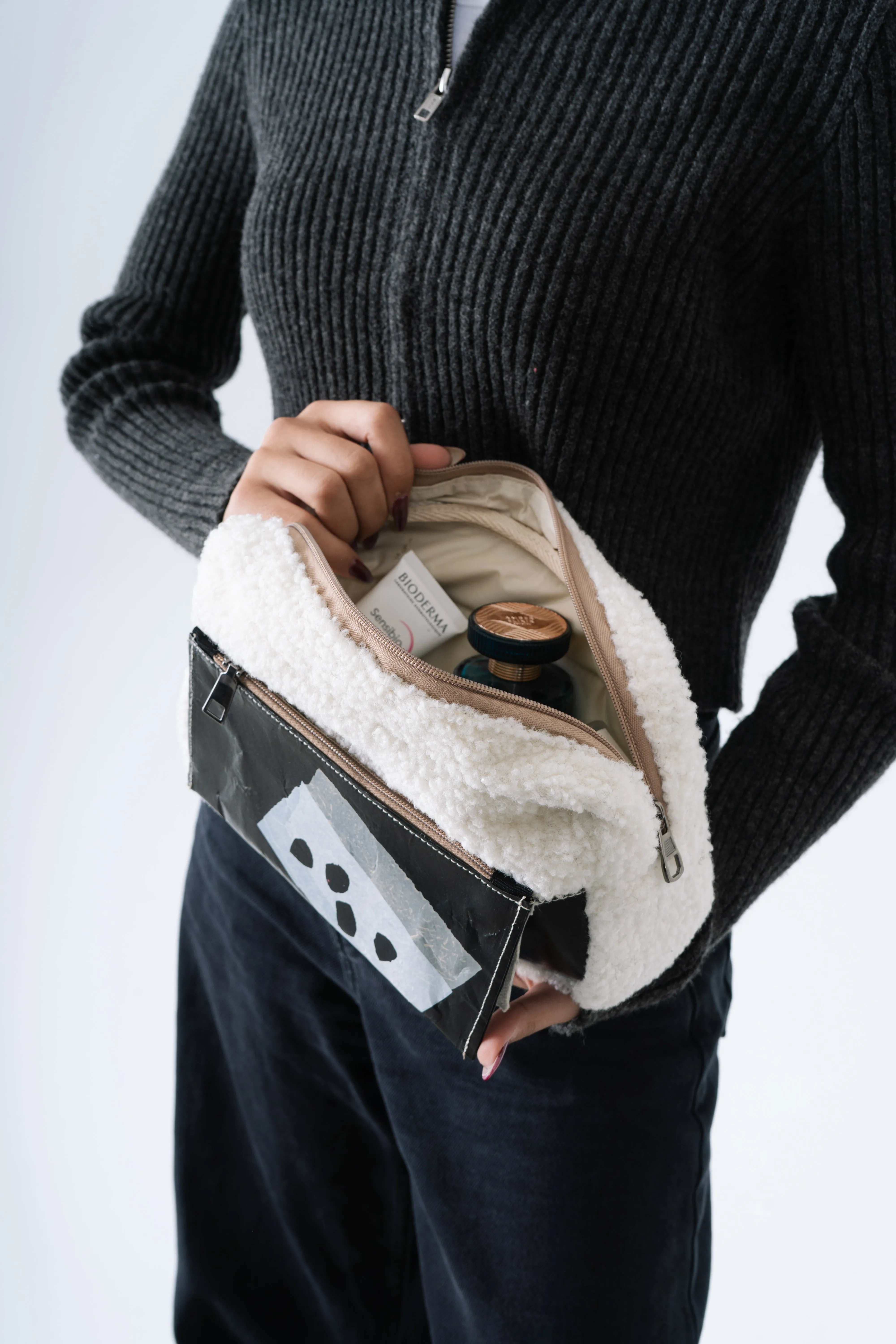 Fur Pouch in Beige Monopoly