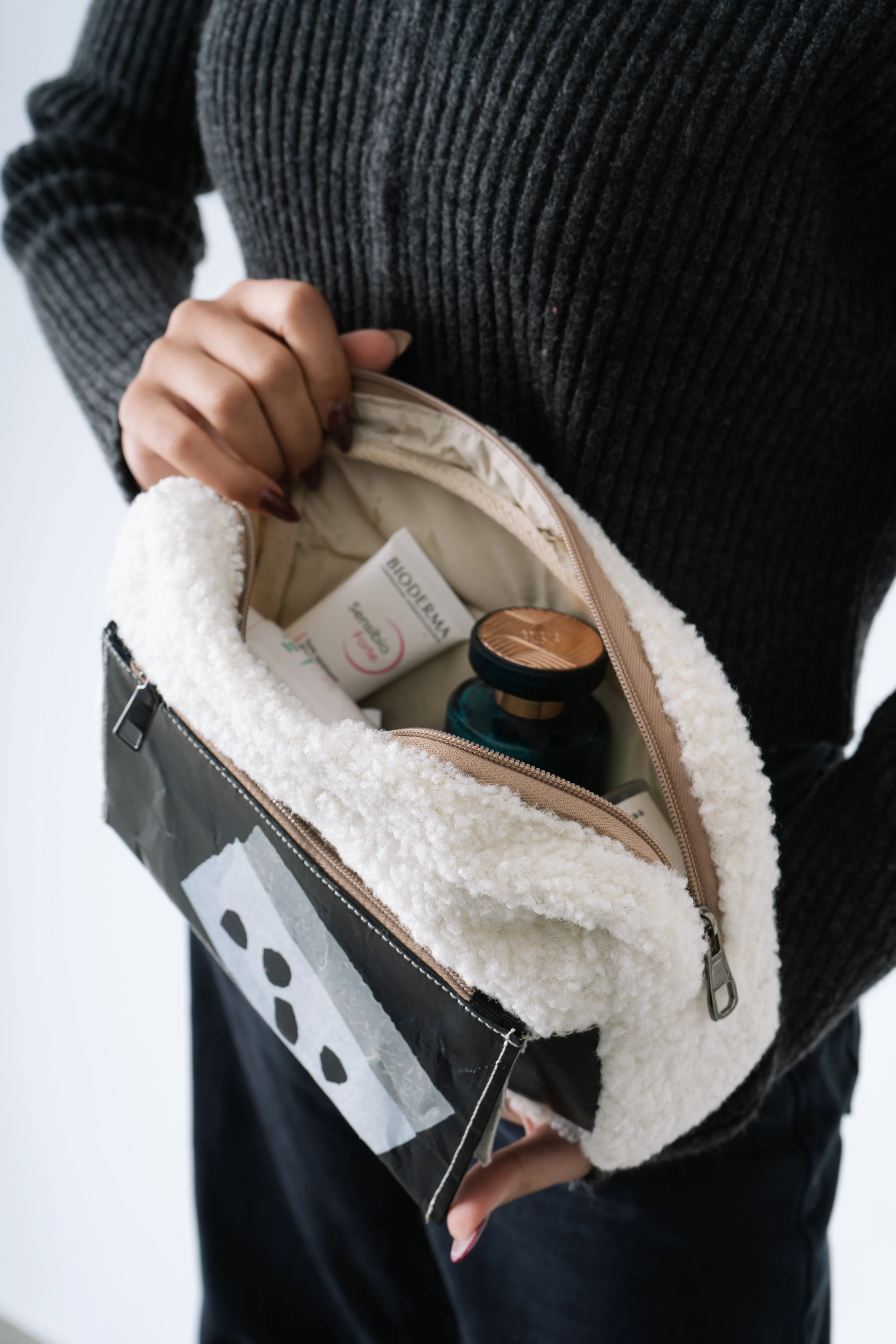 Fur Pouch in Beige Monopoly
