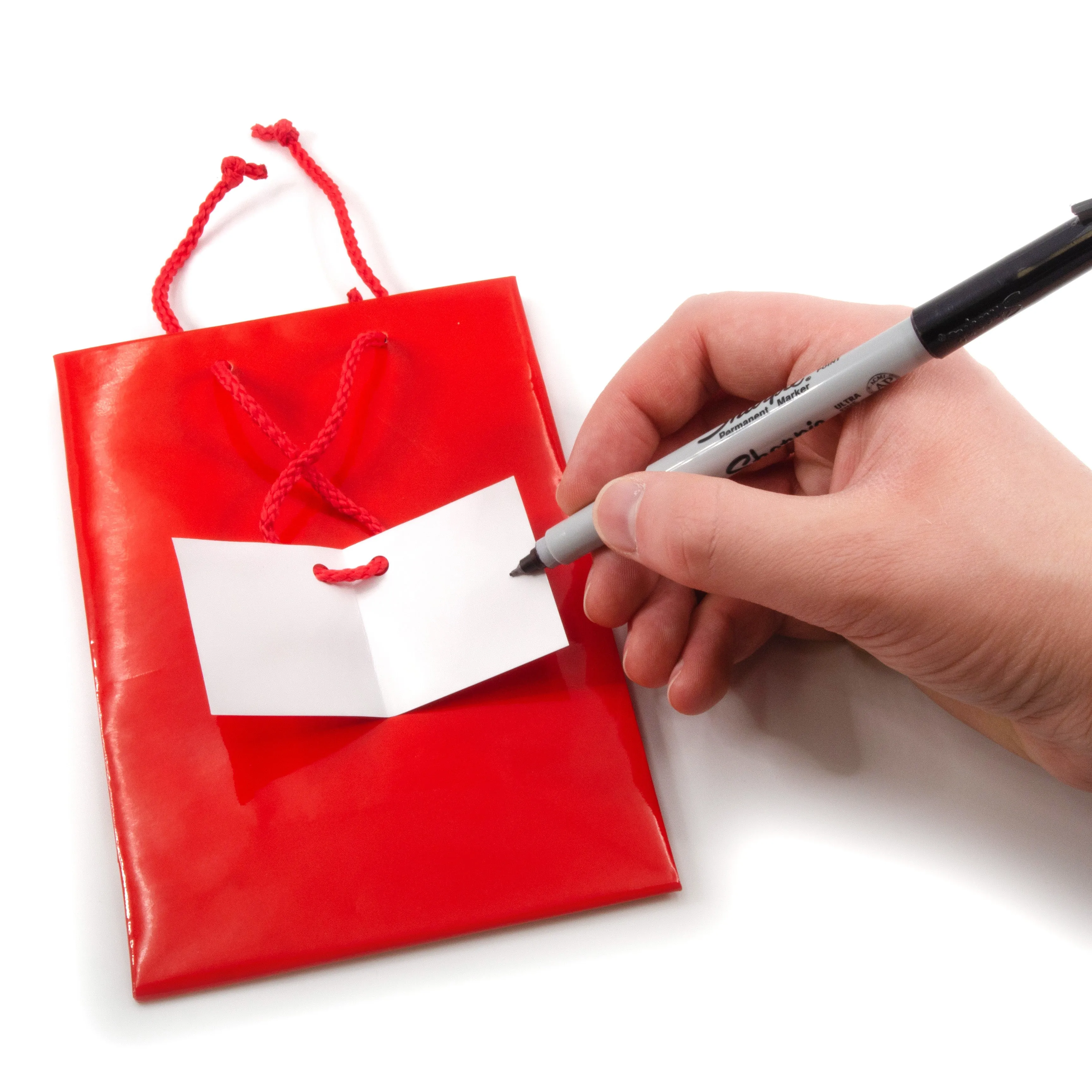 Glossy Red Paper Tote Gift Bags