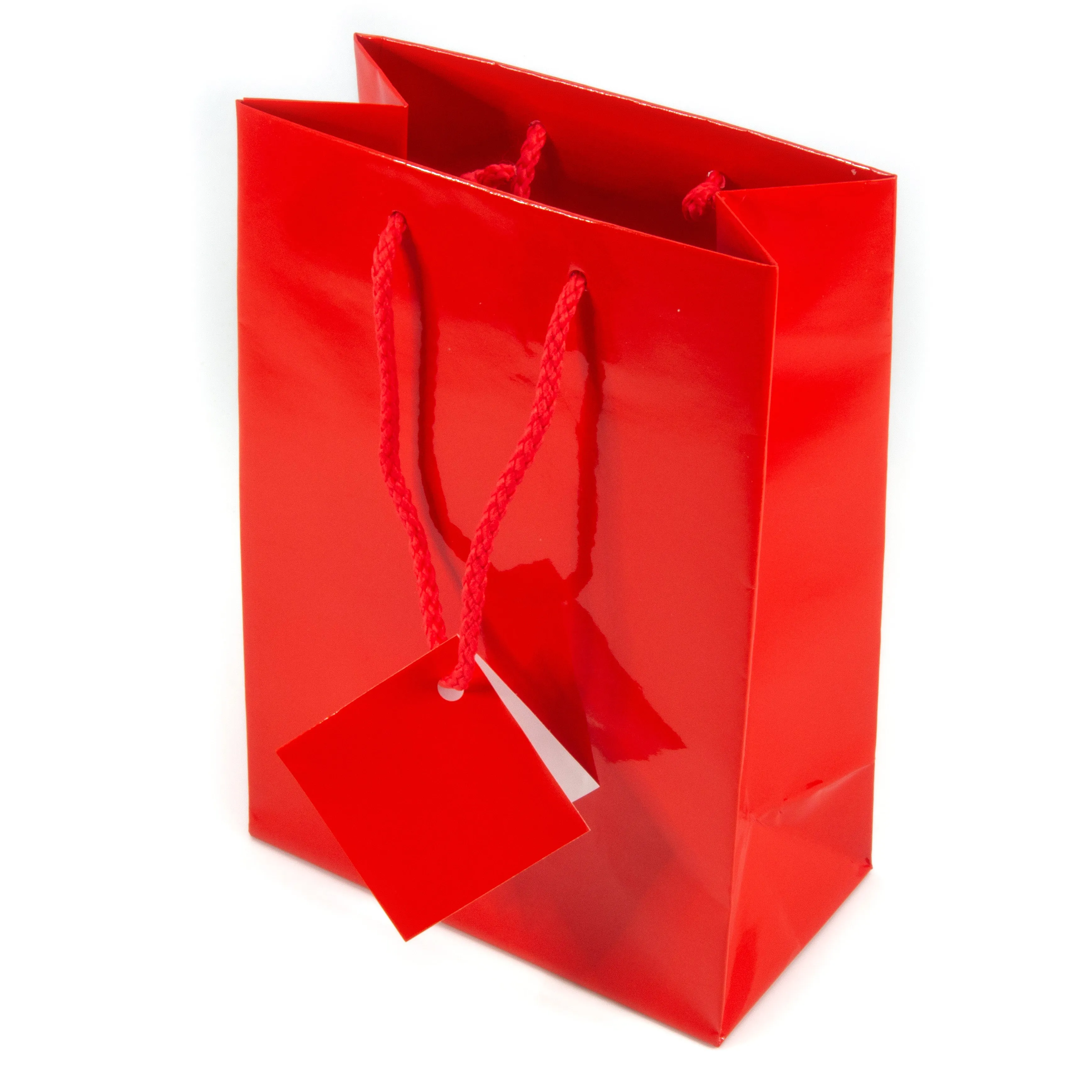 Glossy Red Paper Tote Gift Bags