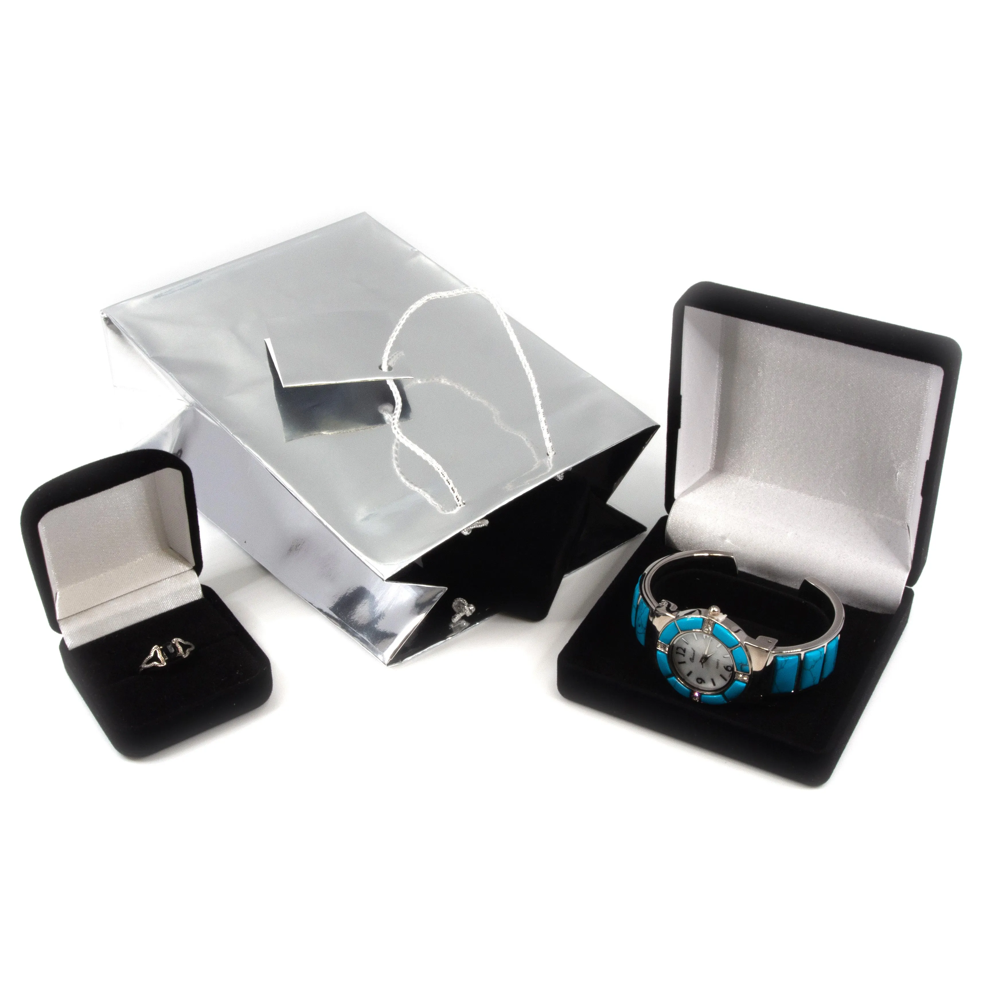 Glossy Silver Metallic Paper Tote Gift Bag