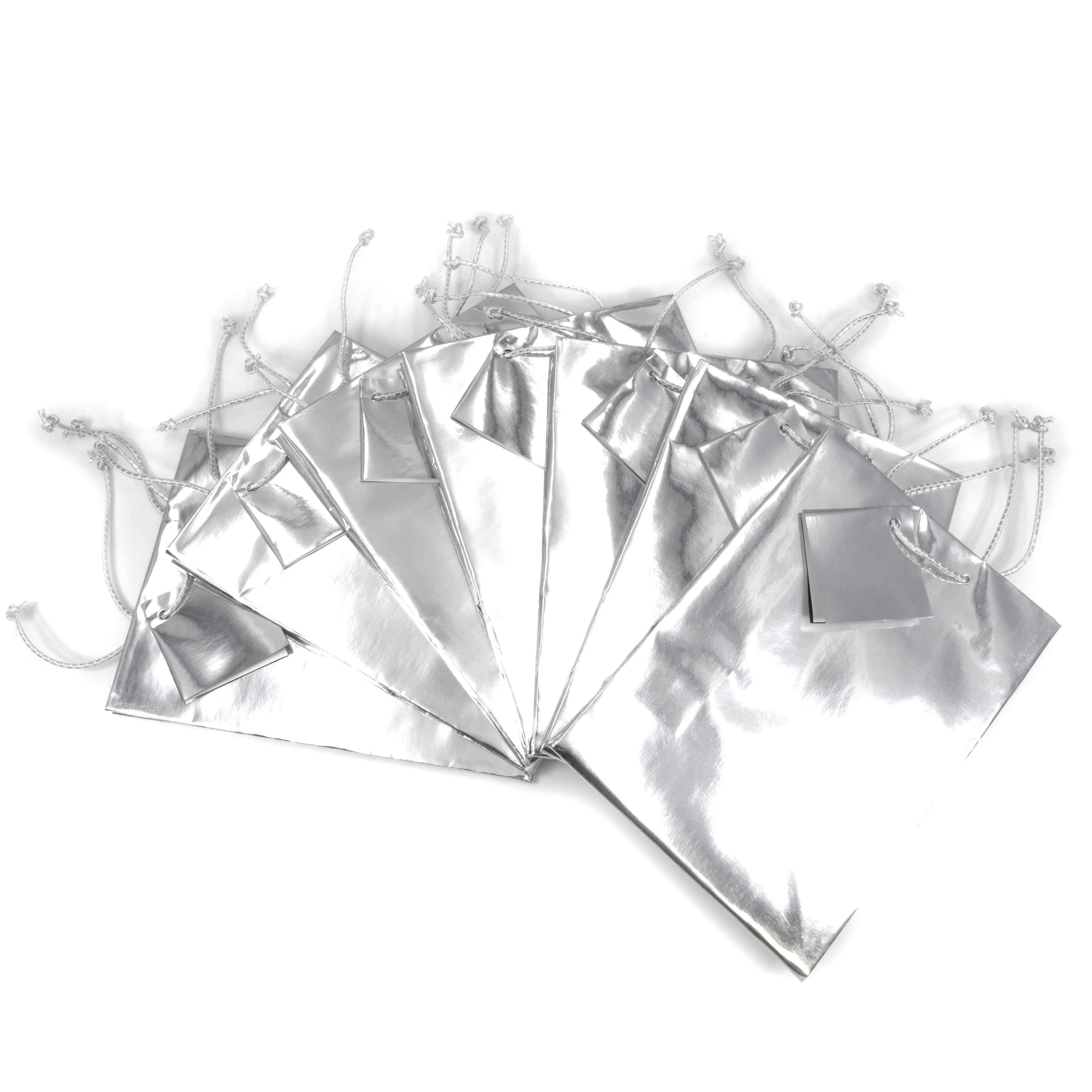 Glossy Silver Metallic Paper Tote Gift Bag