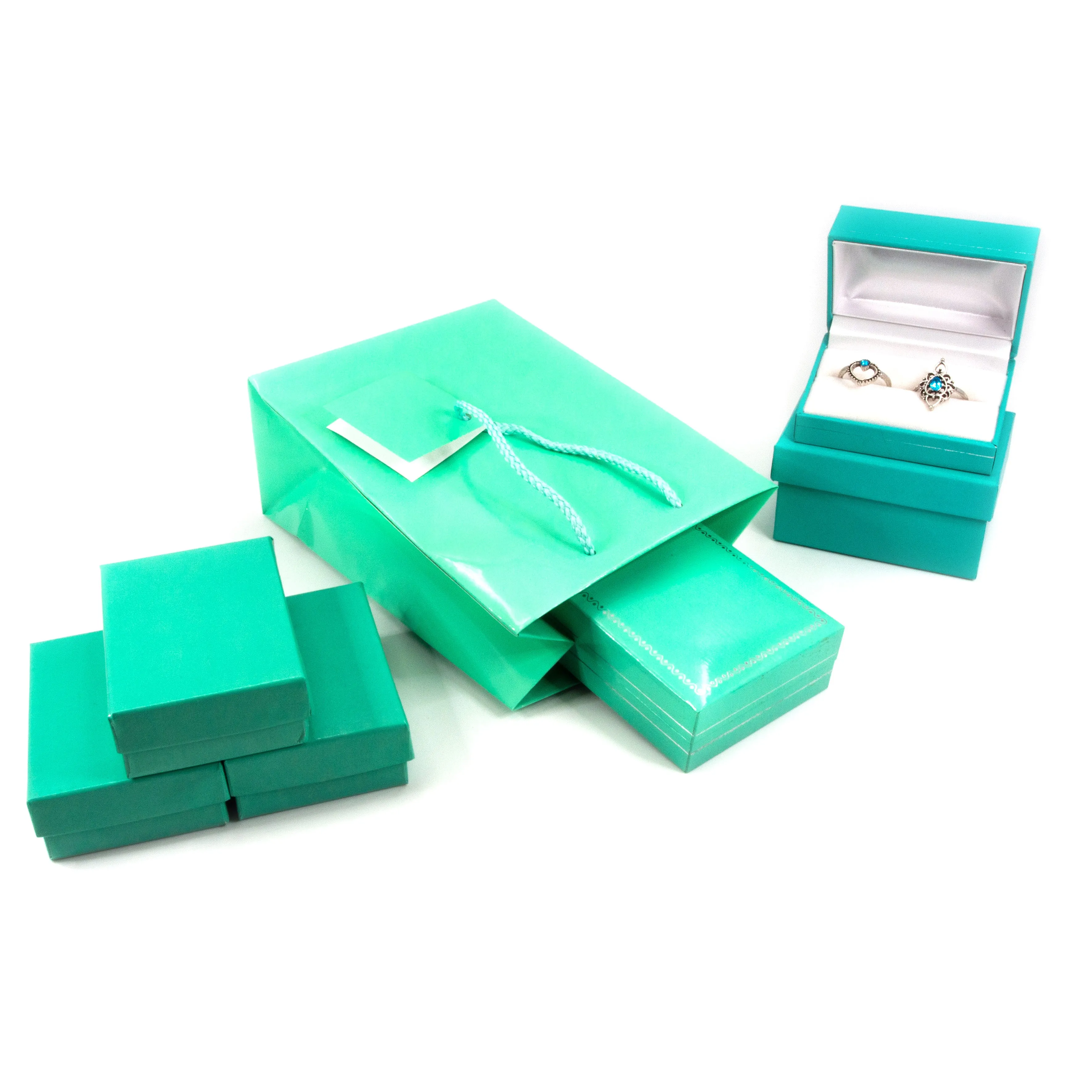 Glossy Teal Paper Tote Gift Bags