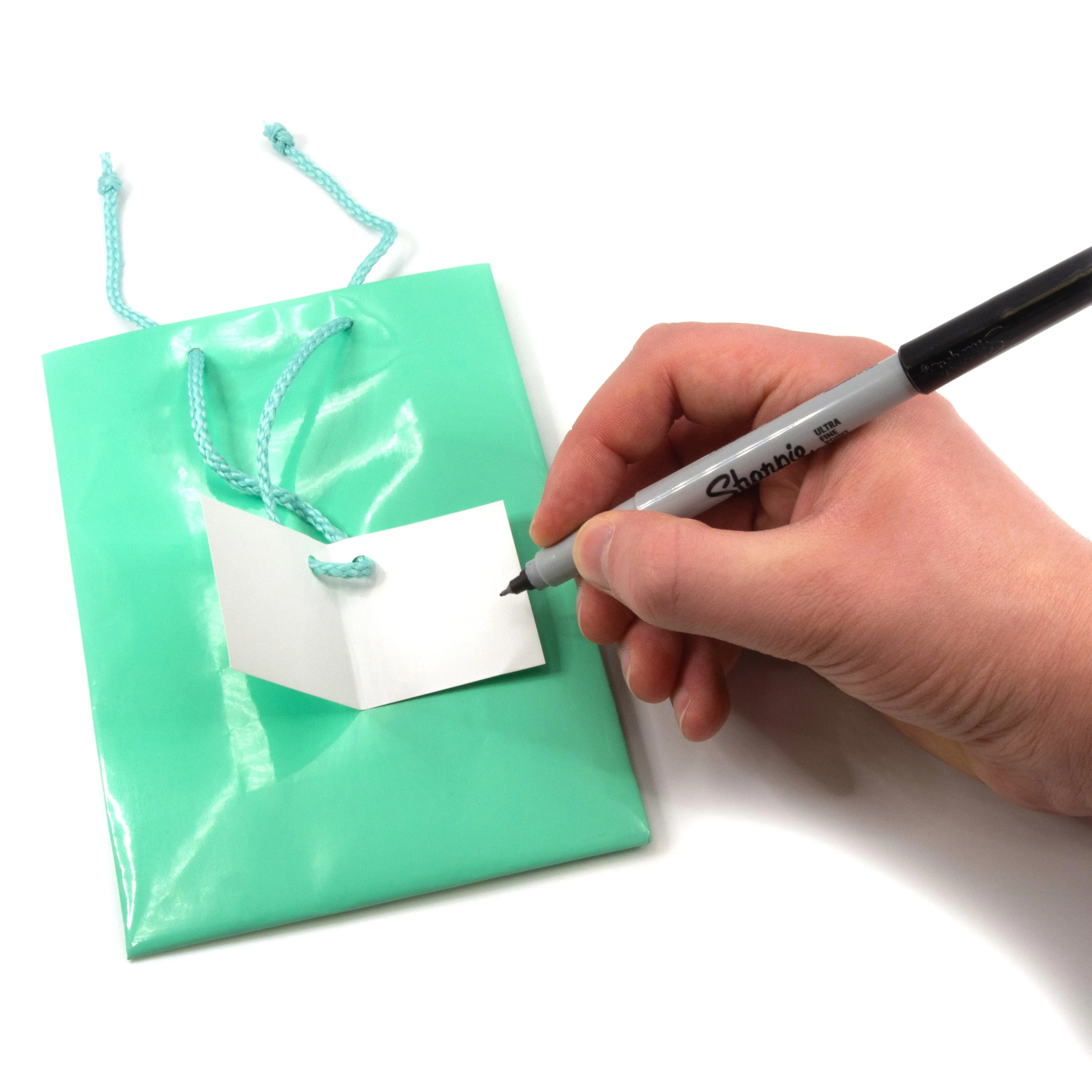 Glossy Teal Paper Tote Gift Bags