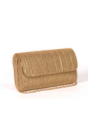 Gold Clutch With Chain And Thread Embellishment Online - Kalki Fashion