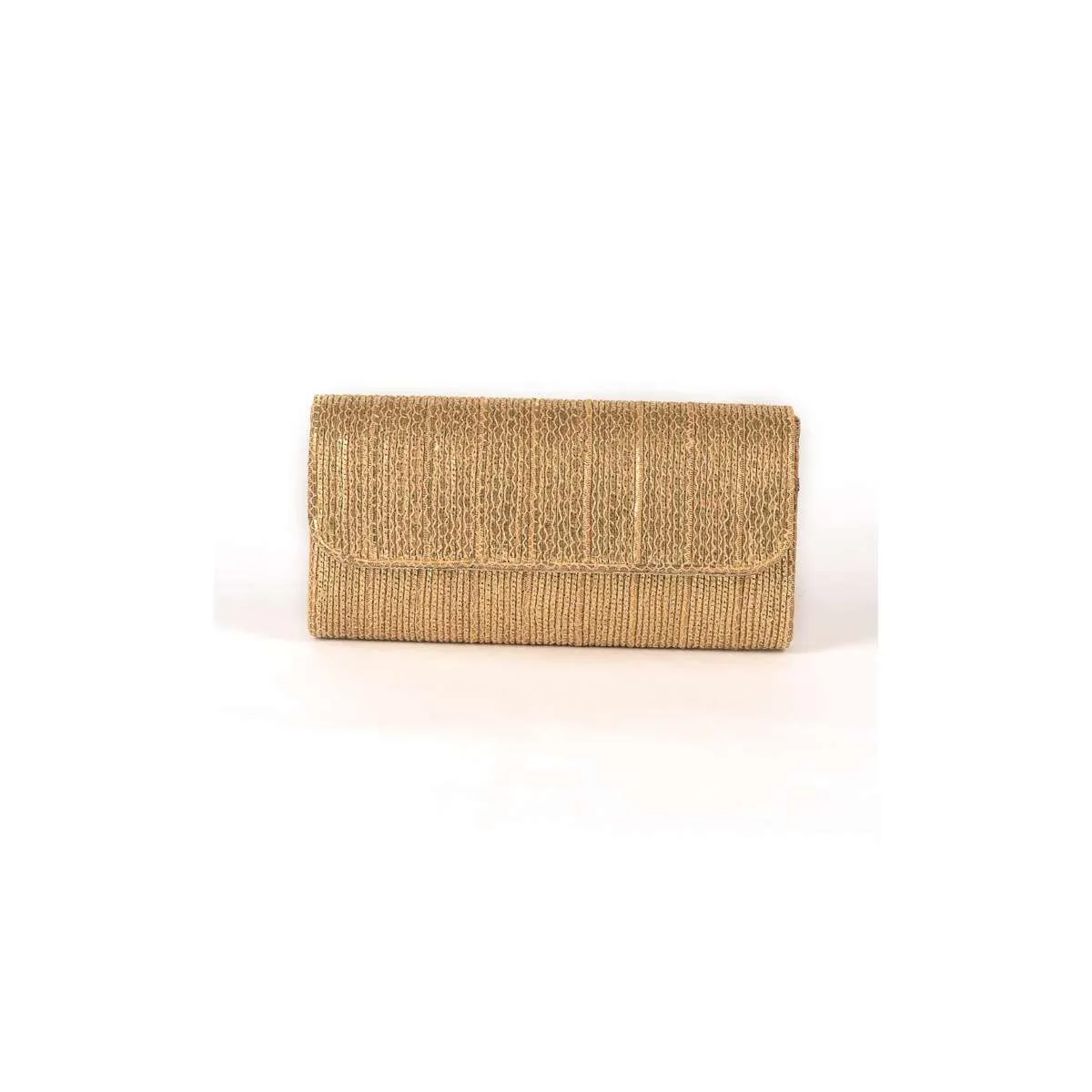 Gold Clutch With Chain And Thread Embellishment Online - Kalki Fashion