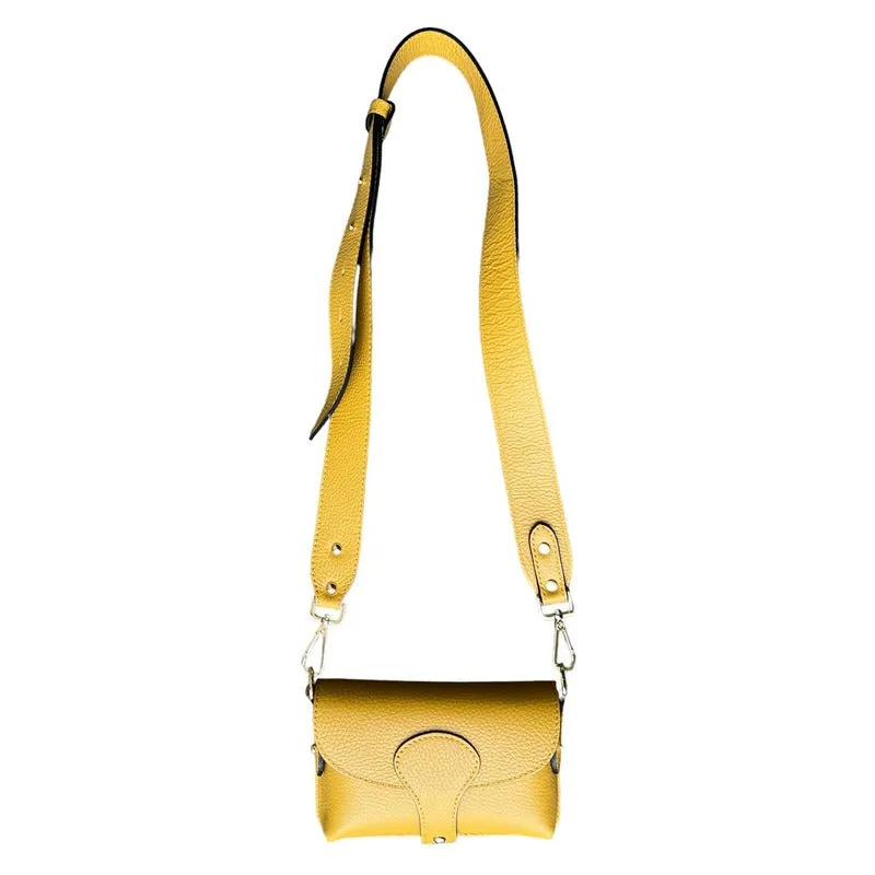 Italian Leather Mini Handbag in Mustard