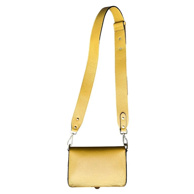 Italian Leather Mini Handbag in Mustard
