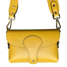 Italian Leather Mini Handbag in Mustard