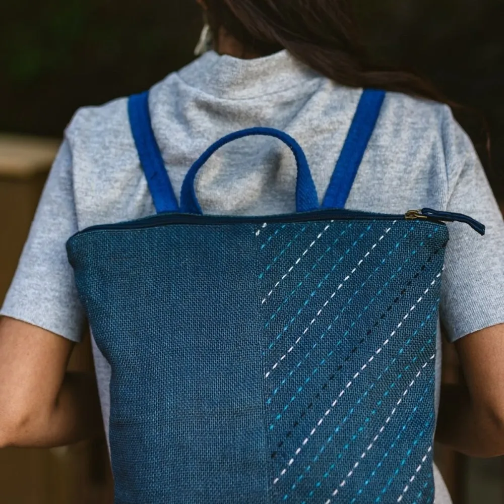 Jute Ikat Backpack with Hand Embroidery