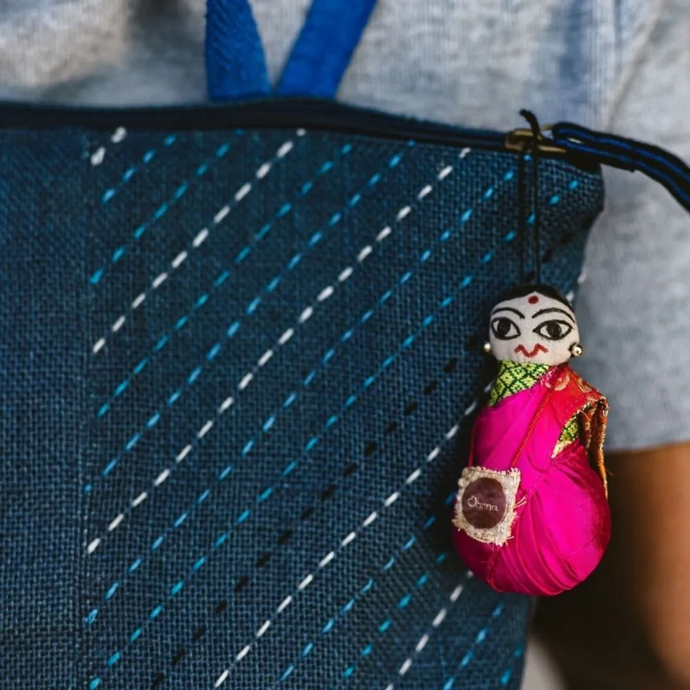 Jute Ikat Backpack with Hand Embroidery