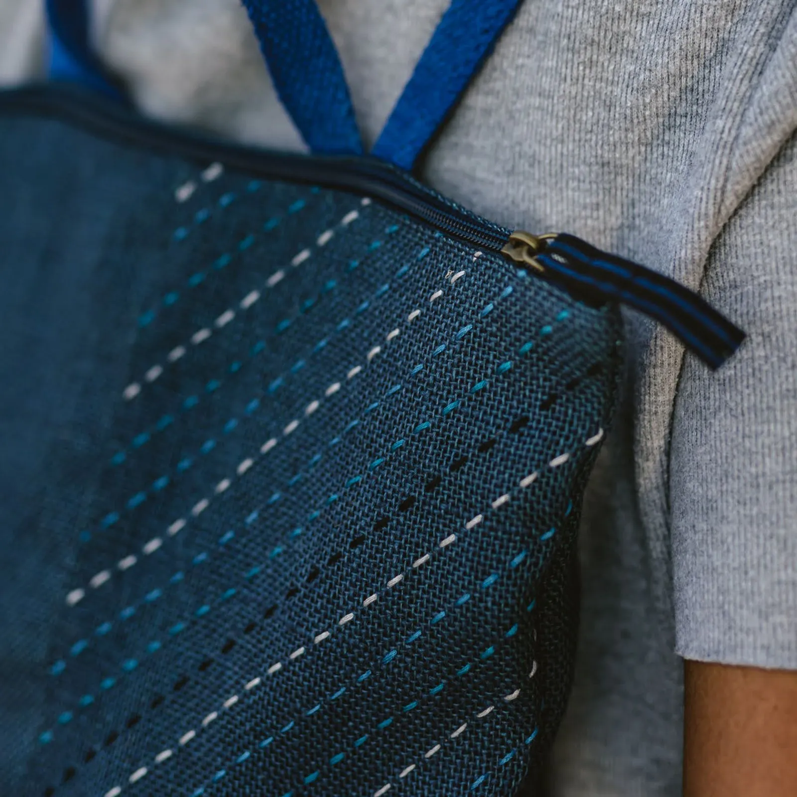 Jute Ikat Backpack with Hand Embroidery