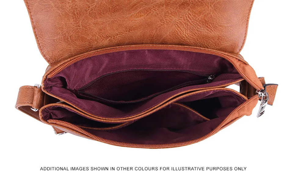 LARGE MULTI POCKET CROSS BODY MESSENGER BAG - MUSTARD YELLOW
