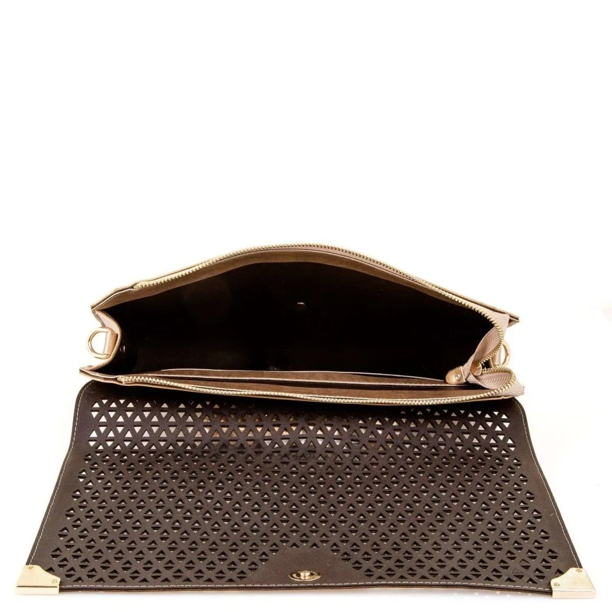 Laser Cut Faux Leather Designer Evening Bag