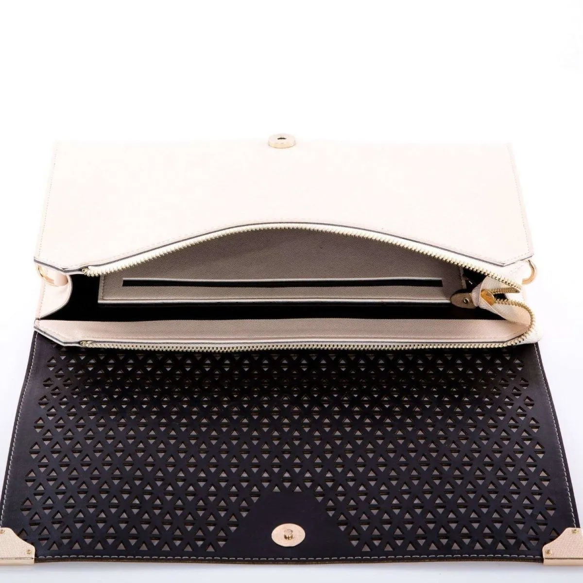 Laser Cut Faux Leather Designer Evening Bag