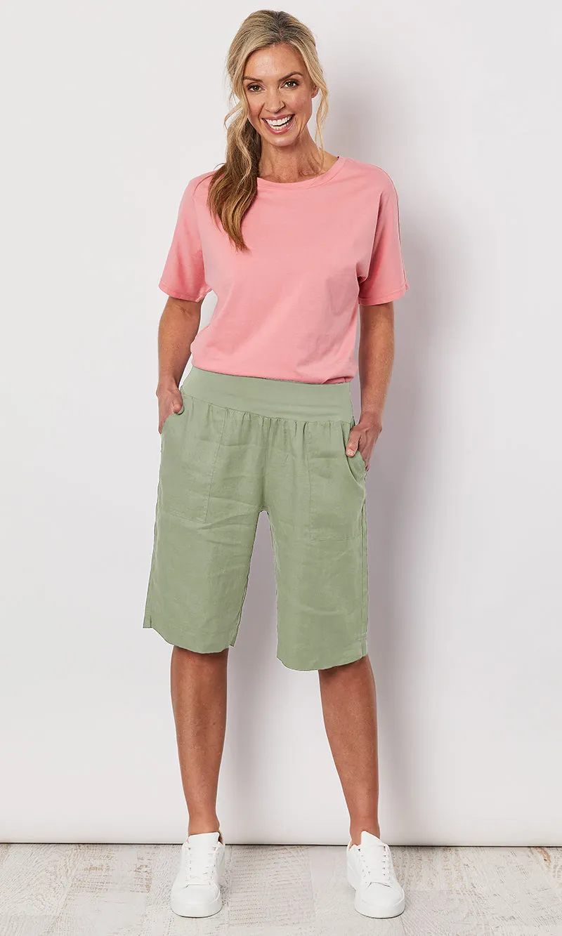 Linen Short Jersey Waist Thyme