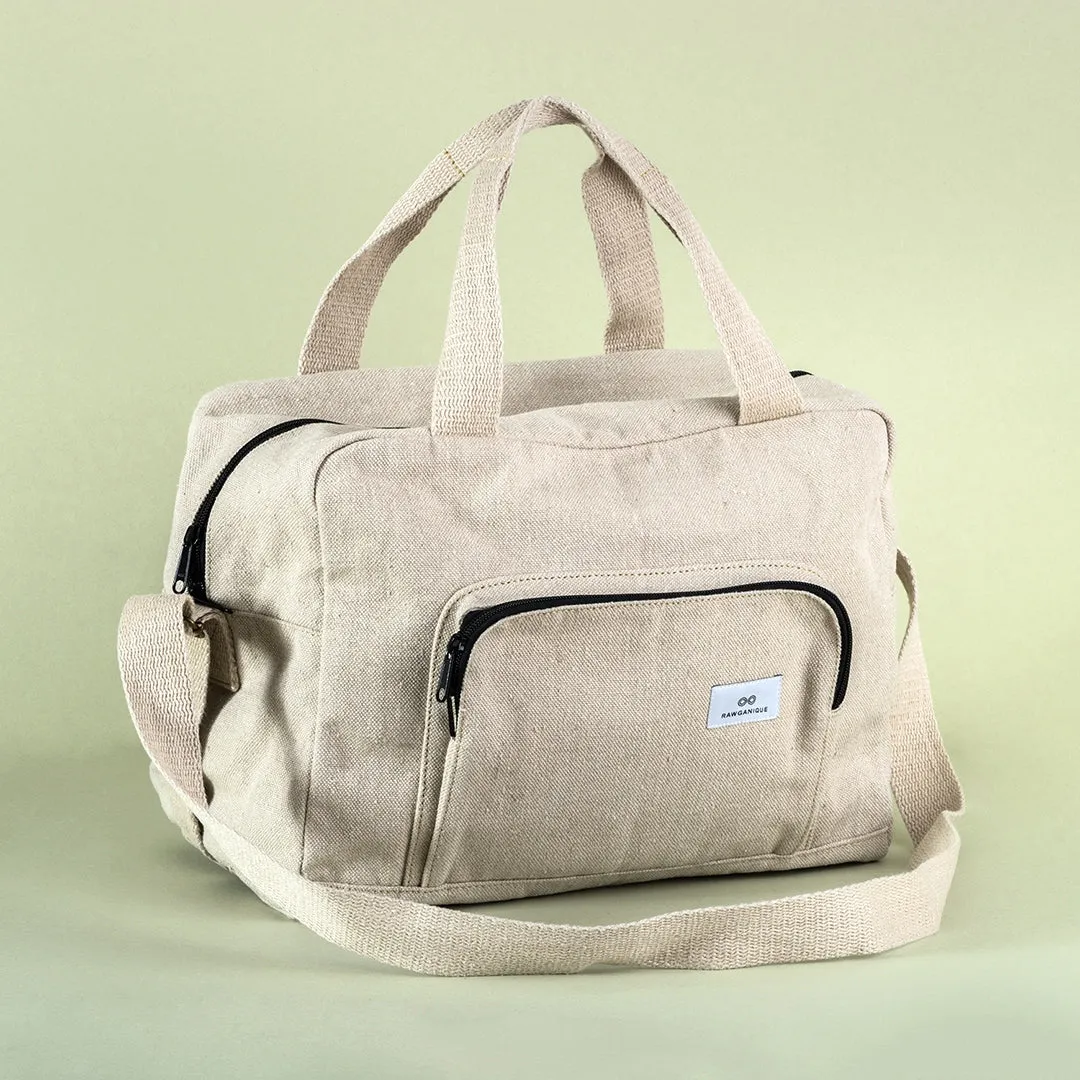 OYSTER EXPRESS 100% Organic Hemp Duffel Gym-Travel Bag (14.5"x10"x8.5") (Plastic-free)