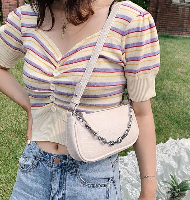 PB148 Ivory Crocodile Purse