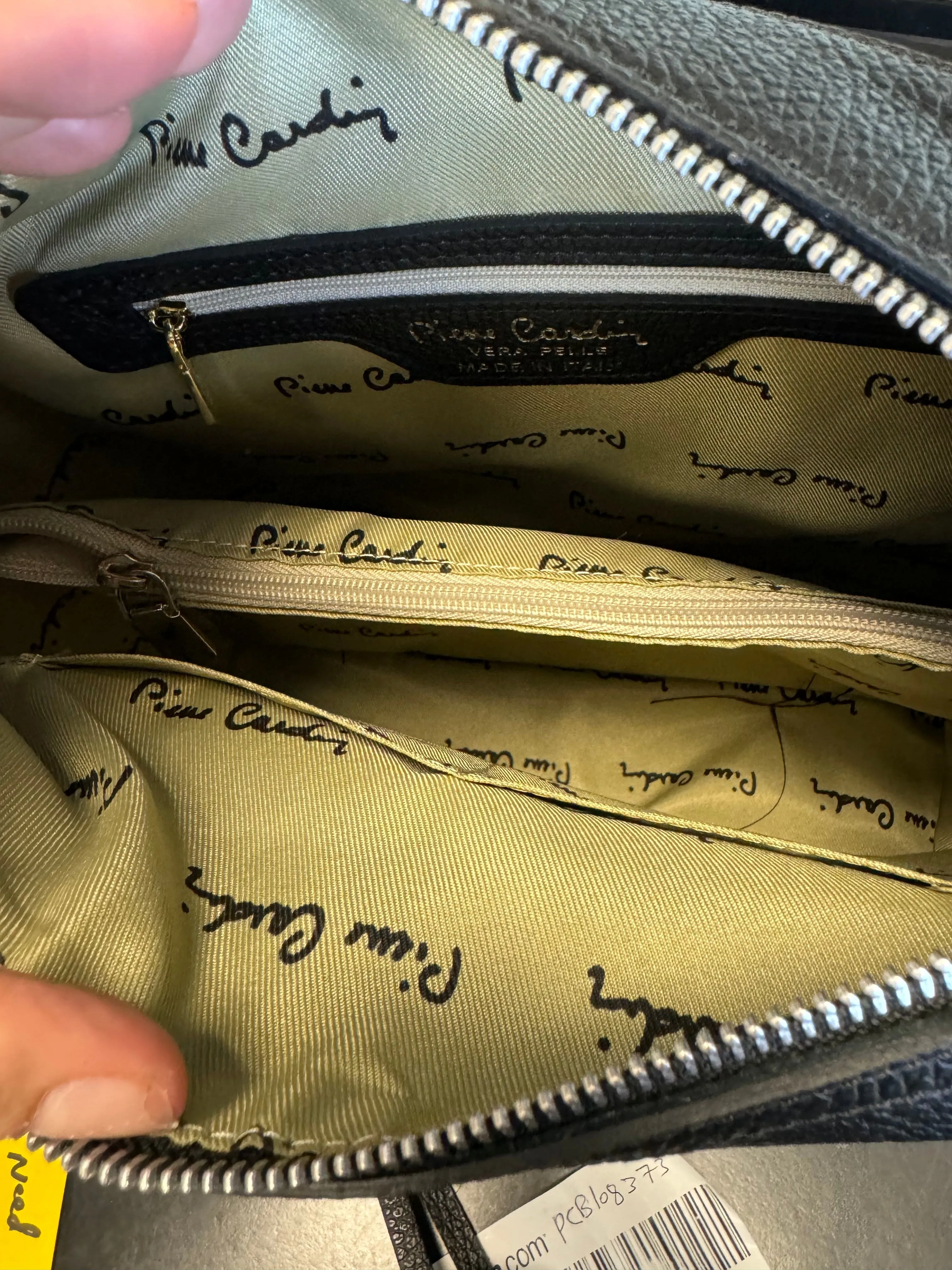 Pierre Cardin Black Leather Logo Tote Bag