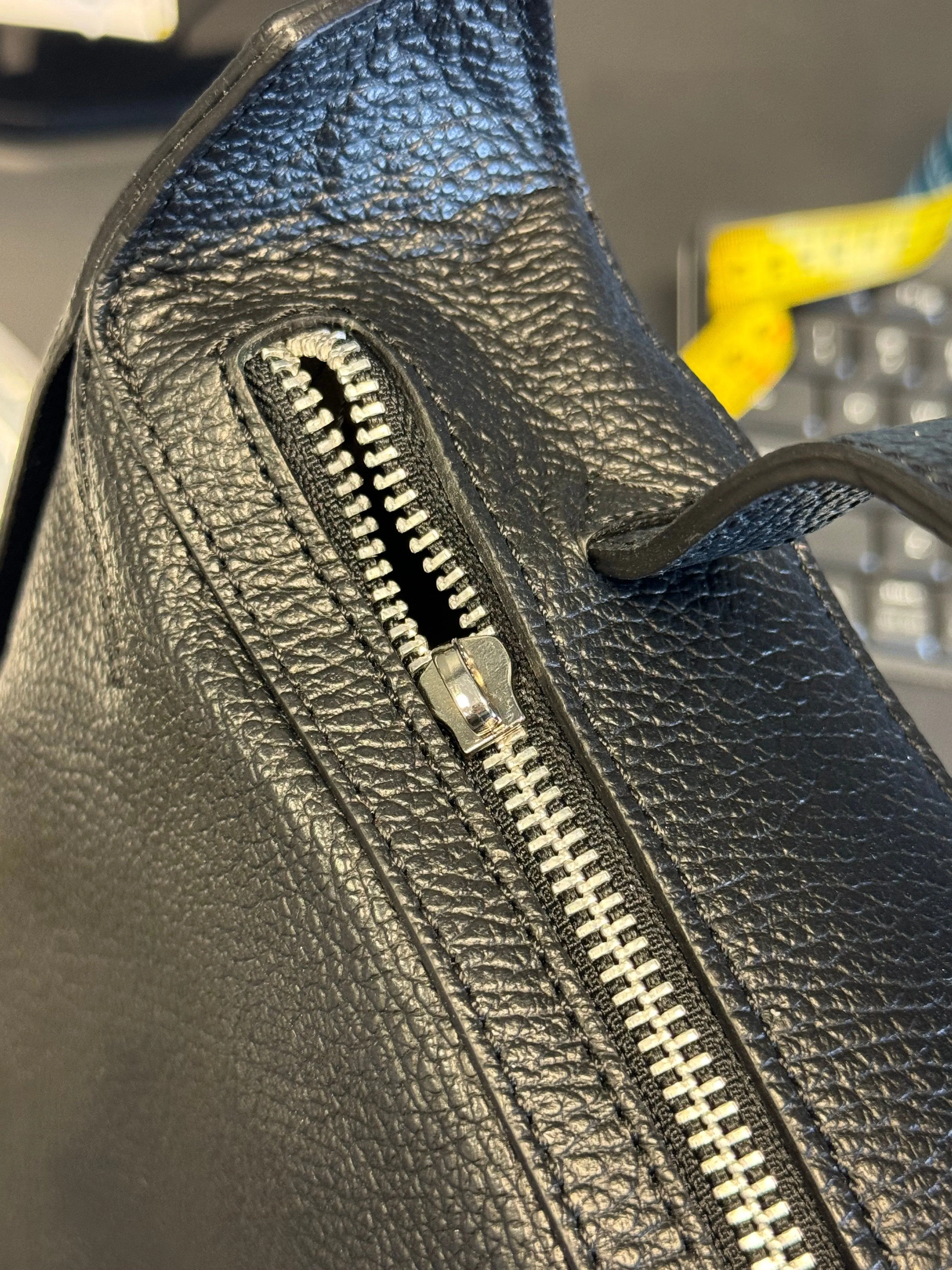 Pierre Cardin Black Leather Logo Tote Bag