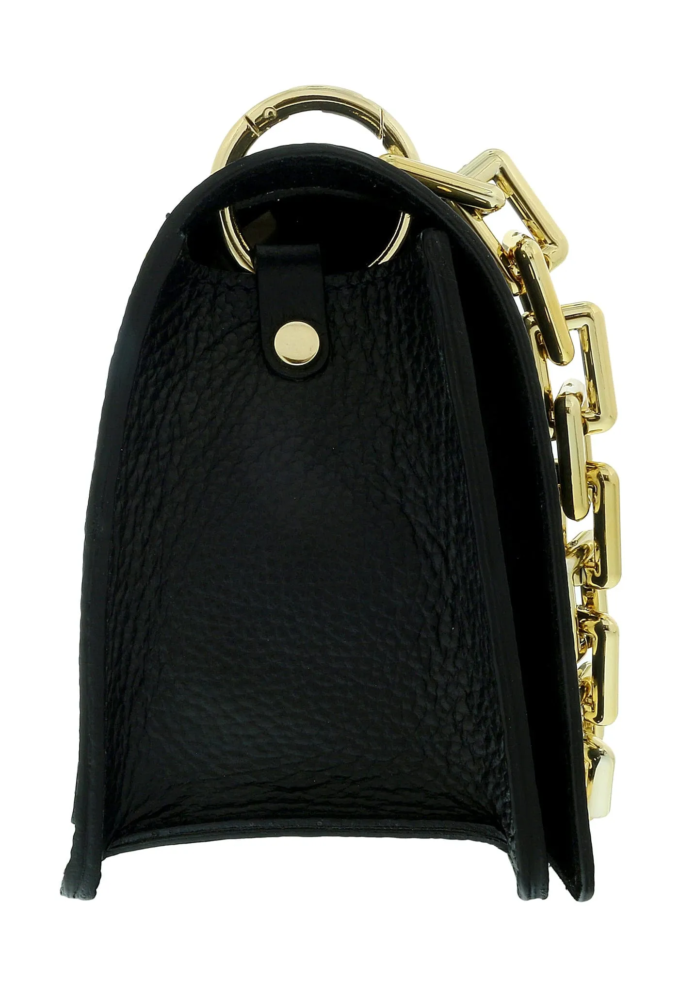 Pierre Cardin Black Leather Medium Structured Acetate Strap Shoulder Bag