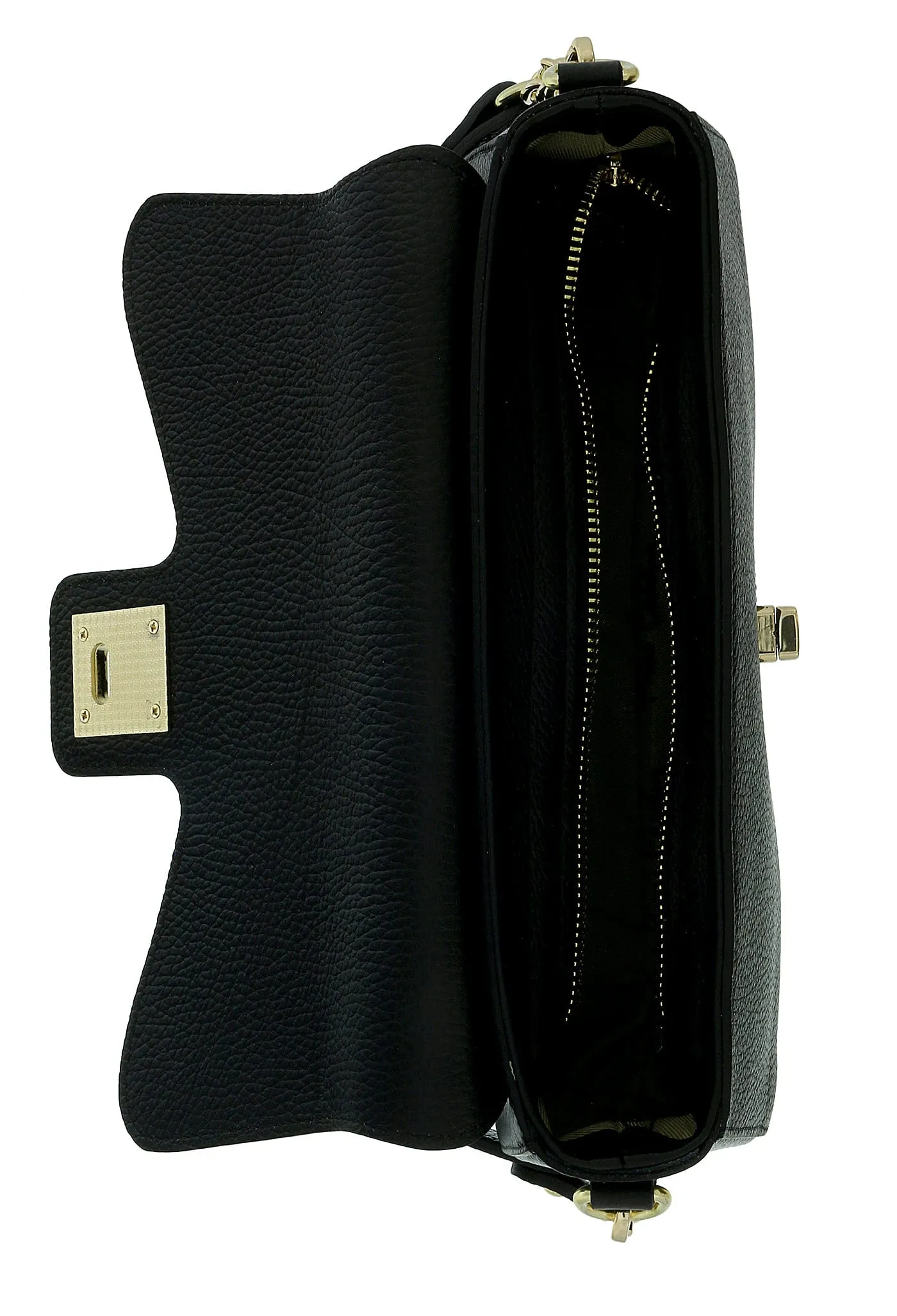 Pierre Cardin Black Leather Medium Structured Logo Shoulder Bag