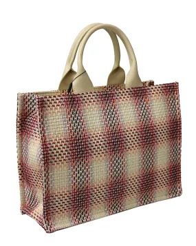 Pierre Cardin Large Pink Structured Tweed Canvas Shopper Tote