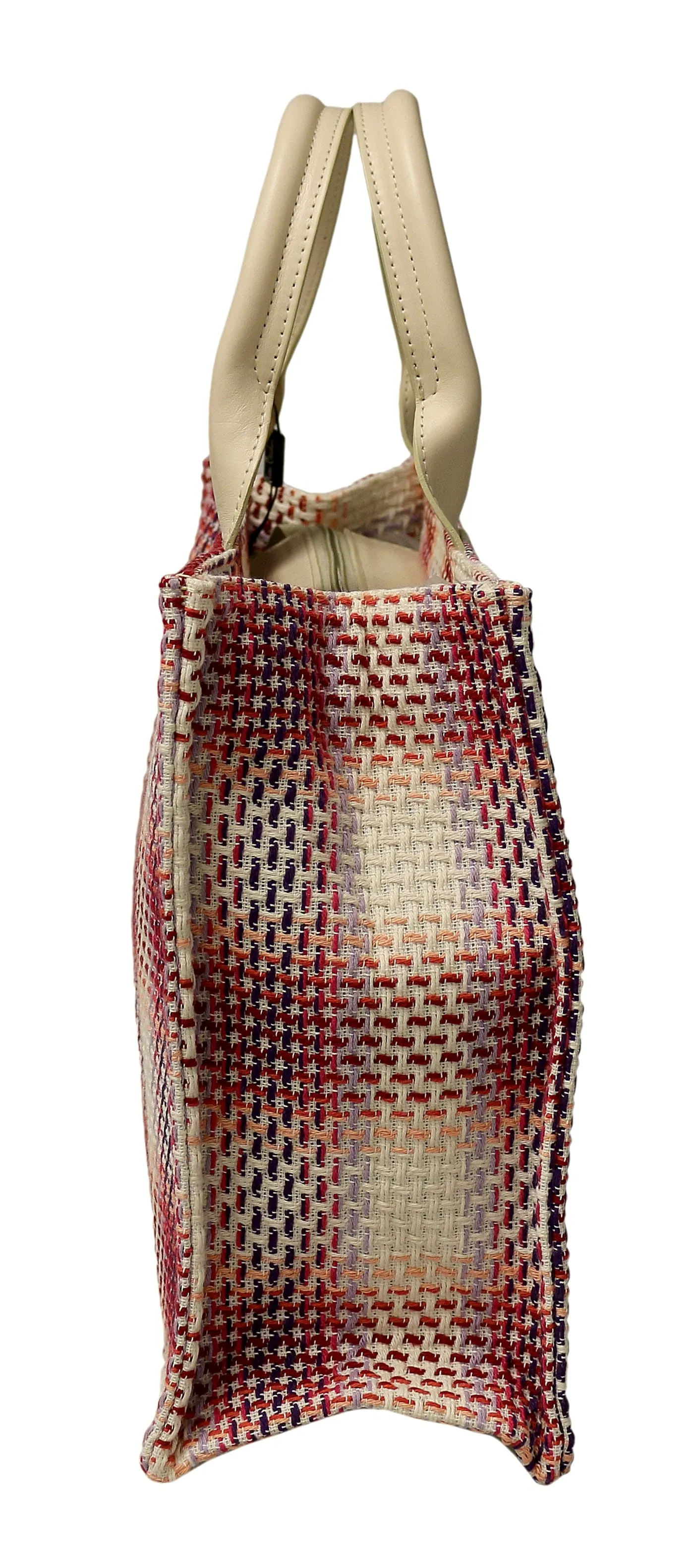 Pierre Cardin Large Pink Structured Tweed Canvas Shopper Tote