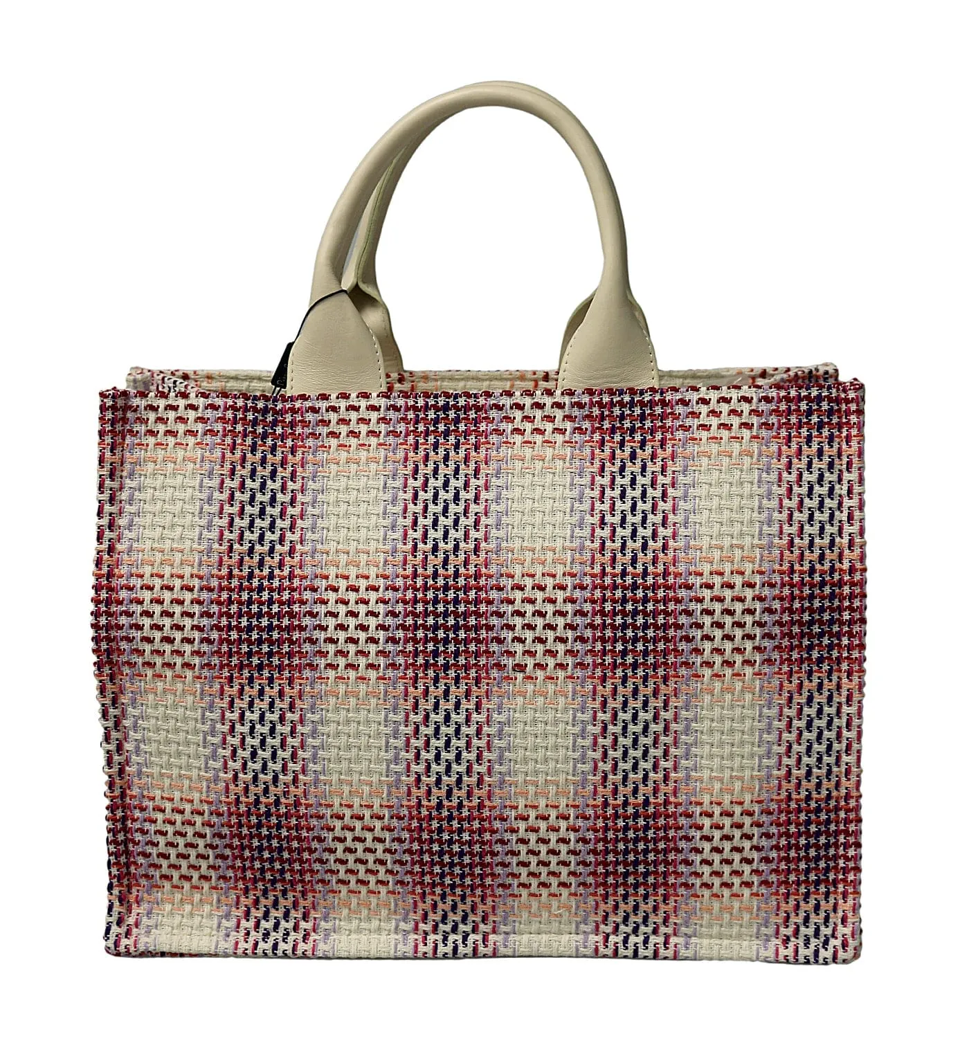 Pierre Cardin Large Pink Structured Tweed Canvas Shopper Tote