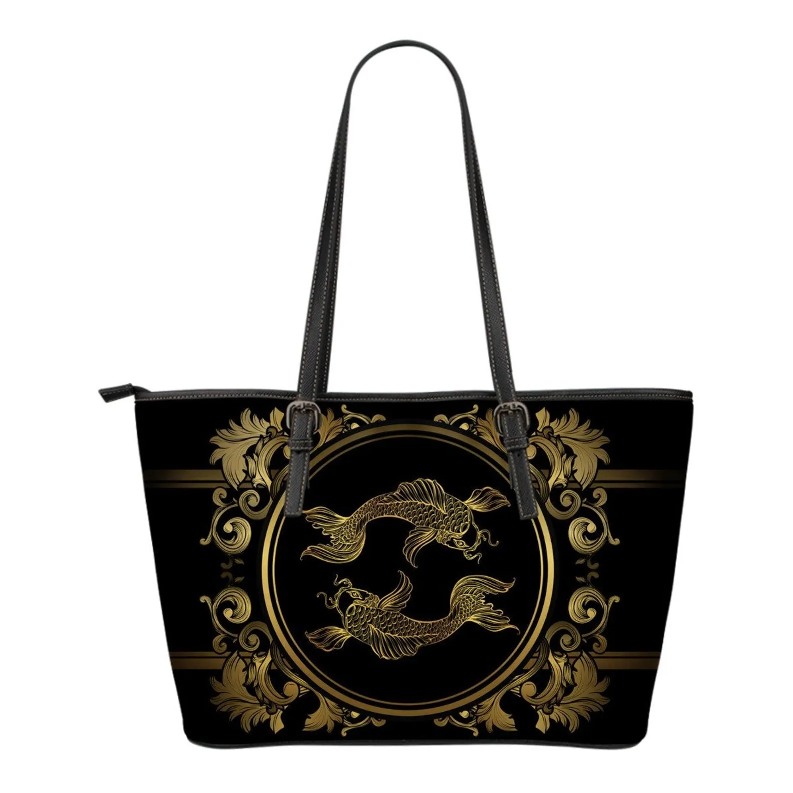 Pisces Zodiac Book Shopping PU Leather Tote Bag, Pisces Market Bag, Pisces Pretty Fine Art Print Tote Bags, Pisces Concert Tote