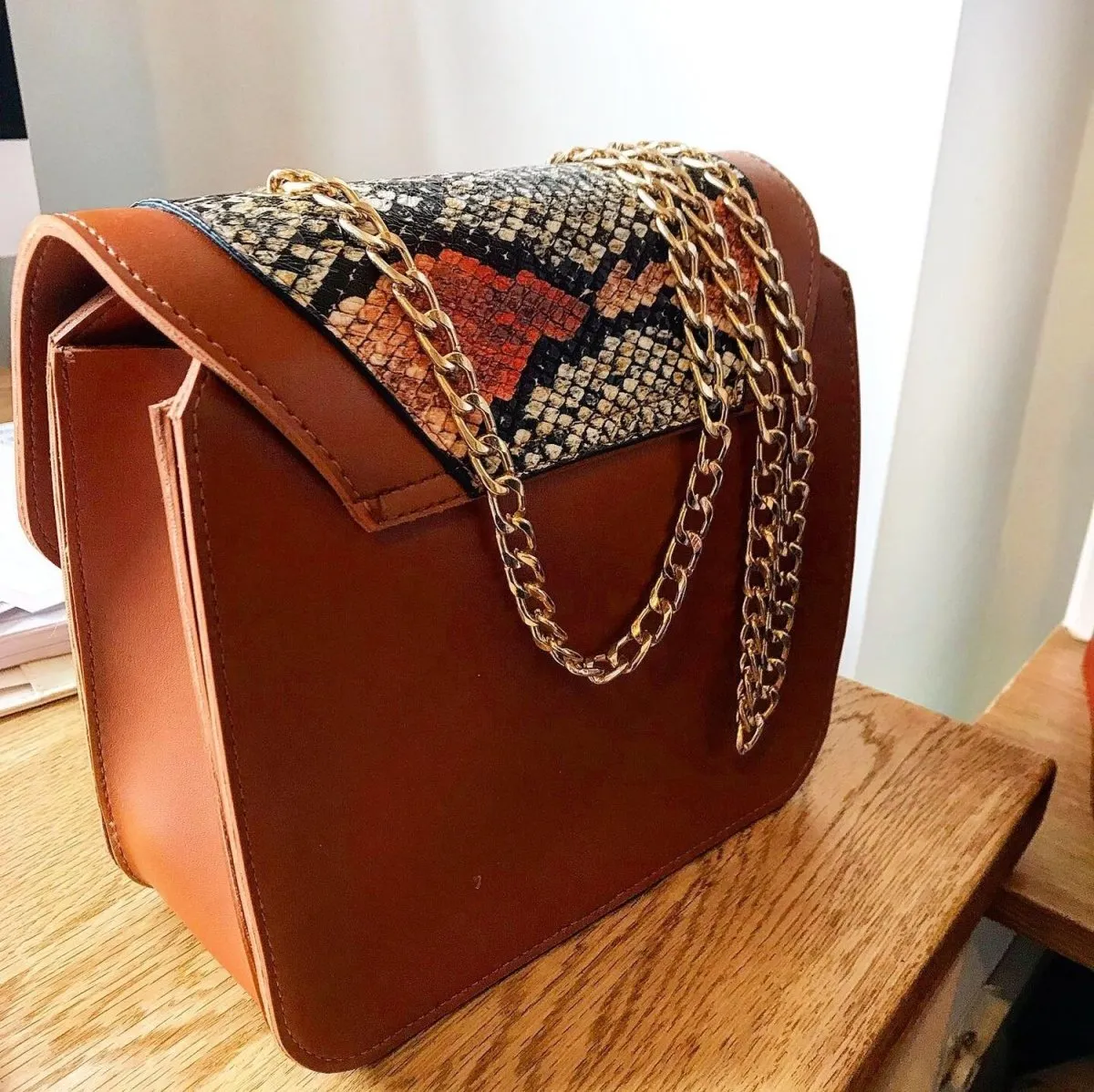 Snake Skin Effect Cross Body Bag