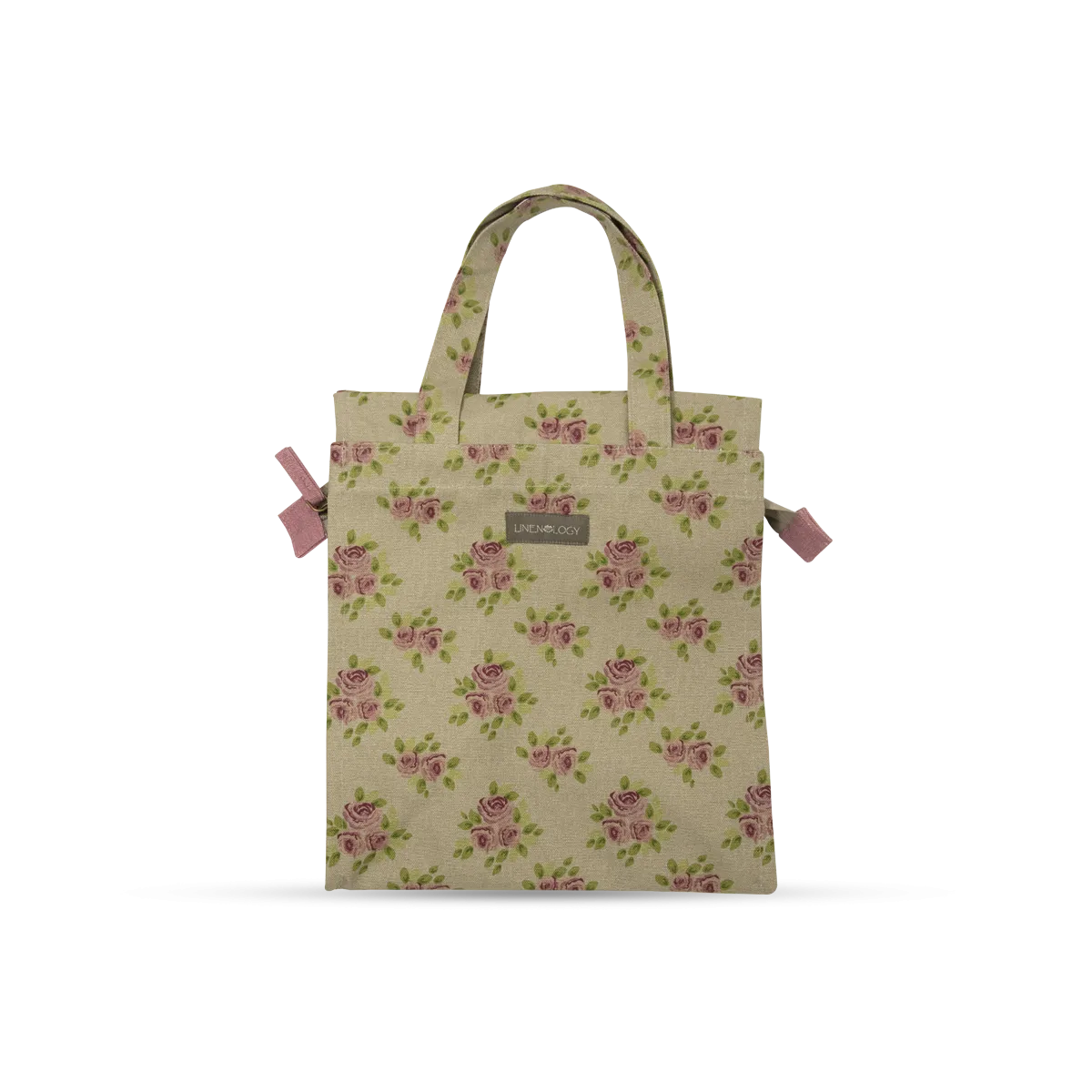 Tall Acrylic Coated Lunch Bag with Zip - Vintage Rose