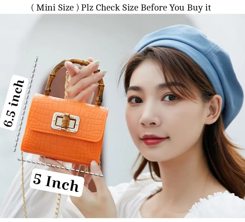 Wooden Handle Mini Size Sling Bags