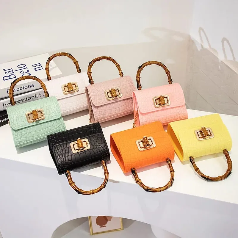Wooden Handle Mini Size Sling Bags
