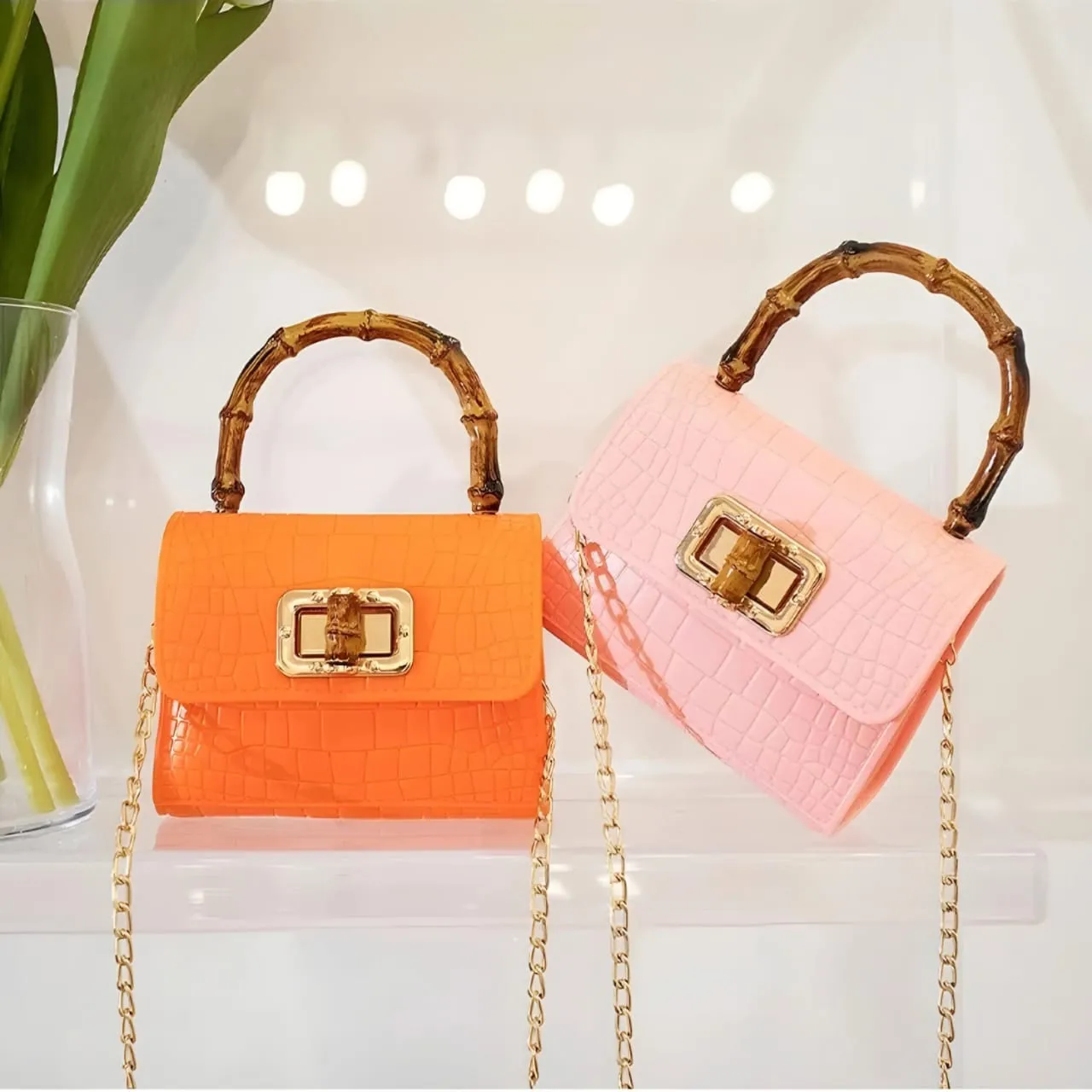 Wooden Handle Mini Size Sling Bags