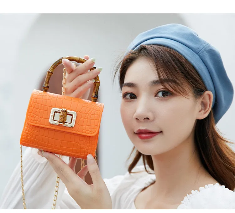 Wooden Handle Mini Size Sling Bags